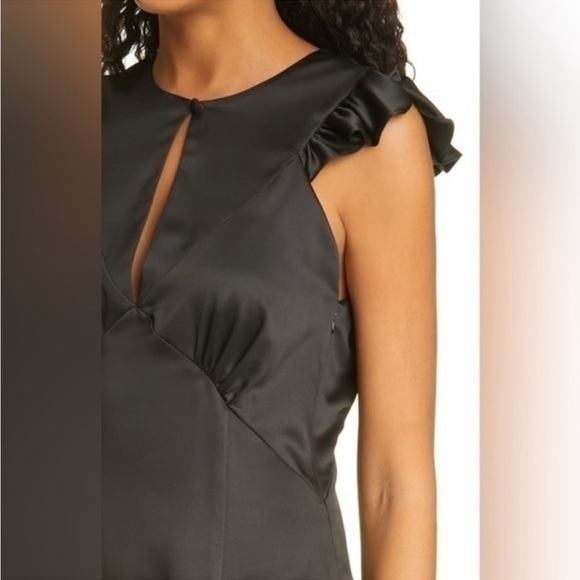 NWOT LES RÊVERIES Ruffle Trim Satin Gown - Picture 2 of 13